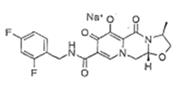 A black and white structural drawing identical to Dolutegravir sodium, compound 13 above, except that the 6-membered oxazine-type terminal ring is replaced with a corresponding 5-membered oxazole-type ring